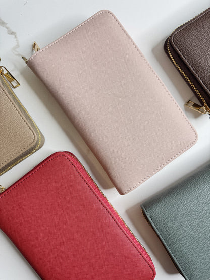 Collection of colorful wallets 