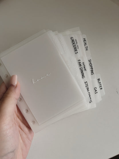 A7 VELLUM CASH ENVELOPES WITH DIVIDER TABS